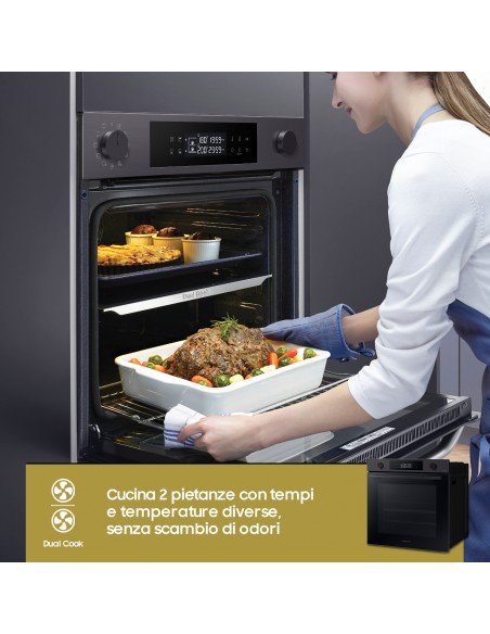 SAMSUNG NV7B4440VBB FORNO A+ 76L 60CM BLACK INOX VAPORE WIFI DUAL COOK