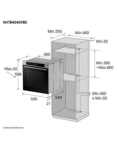 SAMSUNG NV7B4040VBS FORNO A+ 76L 60CM VAPORE WIFI INOX PULIZIA CATALIT