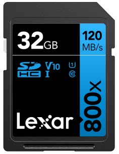LEXAR SECURE DIGITAL 32GB 800X LETTURA 120MB/S - SCRITTURA 45MB/S V10