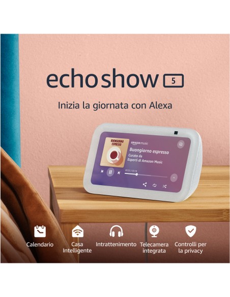 AMAZON ECHO SHOW 5 3GEN BIANCO SMART SPEAKER SCHERMO 5,5" TOUCH