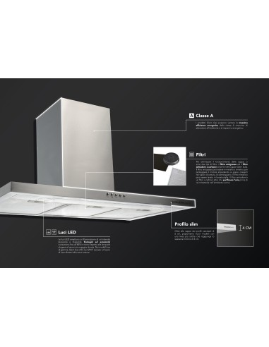 GLEMGAS GHB684IX CAPPA 60 CM. 1MOTORE 3V. INOX - CLASSE A