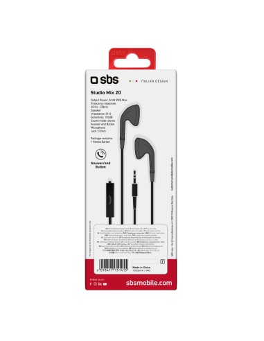 SBS TE0CSE41K AURICOLARE STEREO TASTO RISP. NERO
