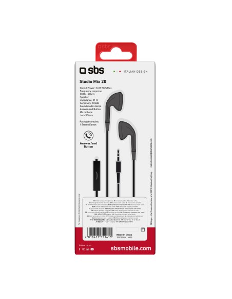 SBS TE0CSE41K AURICOLARE STEREO TASTO RISP. NERO
