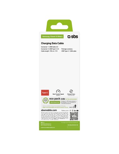 SBS TECABLEMICROC15K CAVO TYPE-C/USB 2.0 1,5M NERO