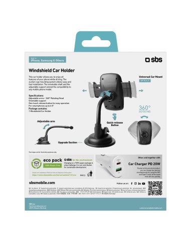 SBS TE0UCH20W SUPPORTO AUTO ORIENTABILE A VENTOSA