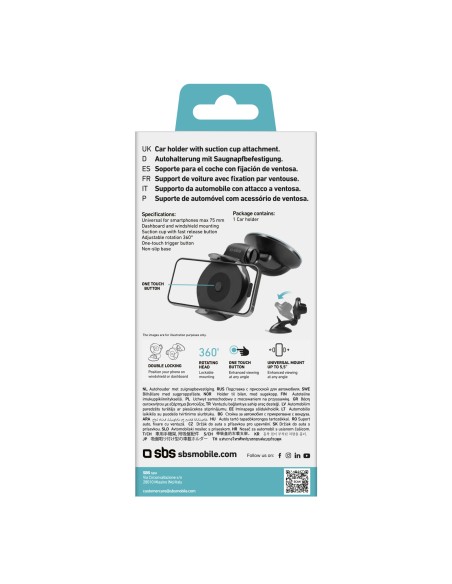 SBS TESUPUNIONETOUCH SUPPORTO AUTO VENTOSA/PULSANT