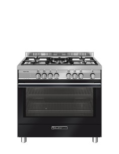GLEM_GAS ST965MBK CUCINA 90X60 A+  4F.GAS+1TC NERA FORNO GIG. EL. 12F.
