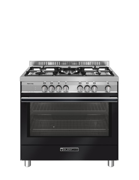 GLEM_GAS ST965MBK CUCINA 90X60 A+  4F.GAS+1TC NERA FORNO GIG. EL. 12F.