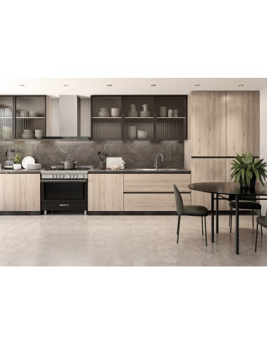 GLEM_GAS ST965MBK CUCINA 90X60 A+  4F.GAS+1TC NERA FORNO GIG. EL. 12F.