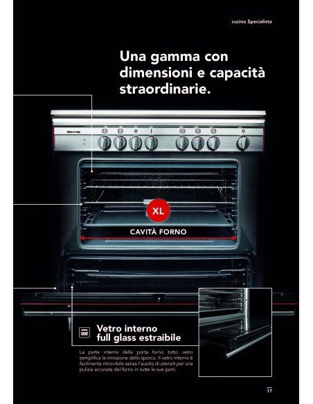 GLEM_GAS ST965MBK CUCINA 90X60 A+  4F.GAS+1TC NERA FORNO GIG. EL. 12F.