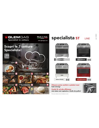 GLEM_GAS ST664VI CUCINA 60X60 CL.A 3F.GAS+1TC INOX FORNO GAS 8FUNZ.