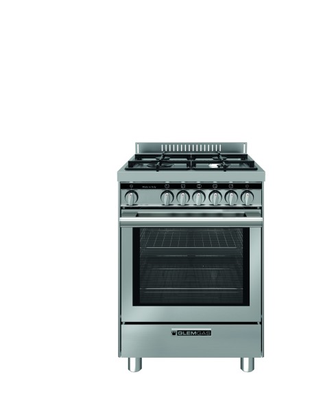 GLEM_GAS ST664VI CUCINA 60X60 CL.A 3F.GAS+1TC INOX FORNO GAS 8FUNZ.