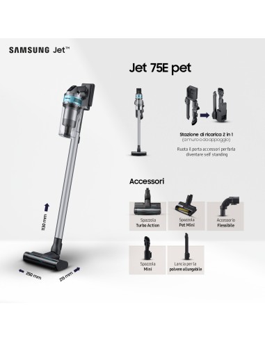 SAMSUNG VS20B75AGR1 JET 75E PET    SCOPA ELETTRICA RICARICABILE 200W