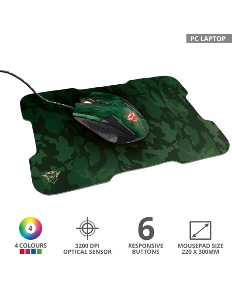 TRUST 23611 GXT 781 RIXA CAMO GAMING MOUSE E MOUSEPAD