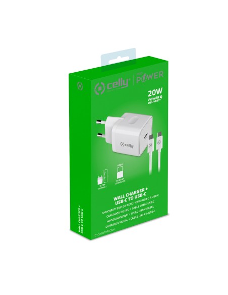 CELLY TC1C20WTYPECWH ALIM.RETE 20W USB-C CAVO USB-C BIANCO