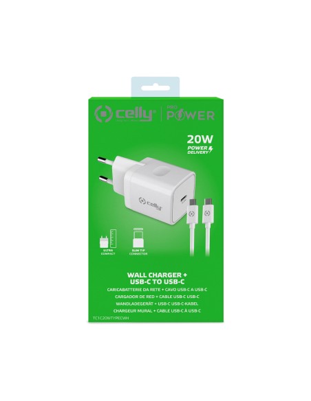 CELLY TC1C20WTYPECWH ALIM.RETE 20W USB-C CAVO USB-C BIANCO