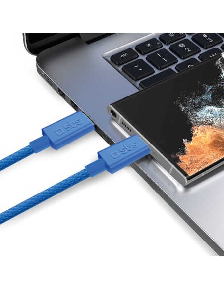 SBS TECABLETISSUETCCB CAVO IN TESSUTO USB-C/USB-C 1,5M BLU