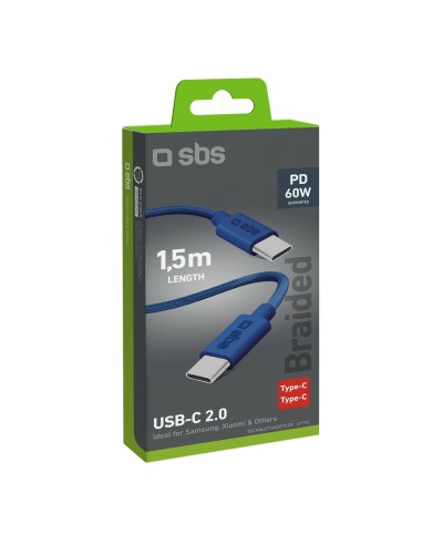 SBS TECABLETISSUETCCB CAVO IN TESSUTO USB-C/USB-C 1,5M BLU