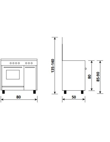 GLEMGAS AS854EI CUCINA 80X50 INOX F.EL. CL.A