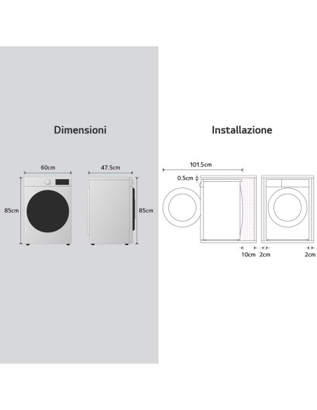 LG F2R3S09NSWB LVB A-10% 9KG 1200G SNELLA AIDD INVERTER VAPORE IGIEN.