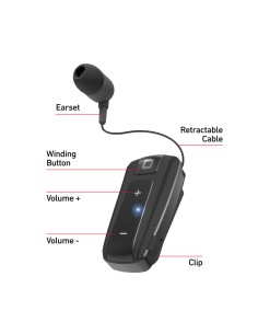 SBS TEROLLCLIPBTK AURICOLARE BT 3.0 CON CLIP E FILO RETRAIBILE NERO