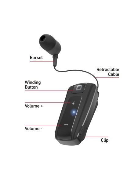 SBS TEROLLCLIPBTK AURICOLARE BT 3.0 CON CLIP E FILO RETRAIBILE NERO