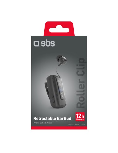SBS TEROLLCLIPBTK AURICOLARE BT 3.0 CON CLIP E FILO RETRAIBILE NERO