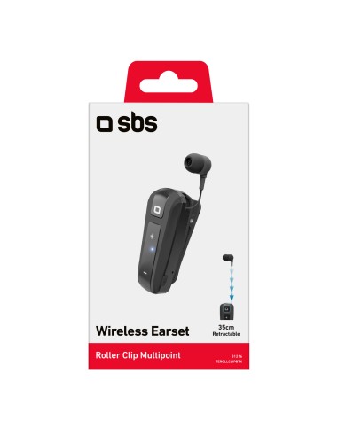 SBS TEROLLCLIPBTK AURICOLARE BT 3.0 CON CLIP E FILO RETRAIBILE NERO