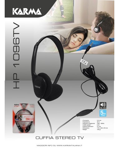 KARMA HP 1096TV CUFFIA TV CAVO 5M DRIVER 27MM