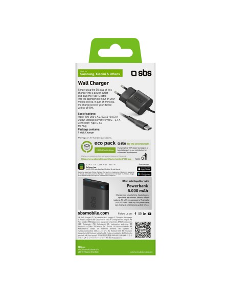 SBS TETRTC3AUL CARICAB.RETE USB    CAVO TYPE-C 1M 3,1A