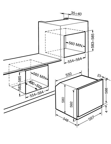 SMEG SF6905X1 FORNO CLASSE A  60CM TERMOVENTIL. INOX ANTIMPRONTA