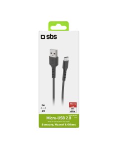 SBS TECABLEMICRO2K CAVO DATI E RICARICA USB MICRO USB 2.0 2 METRI NERO 2