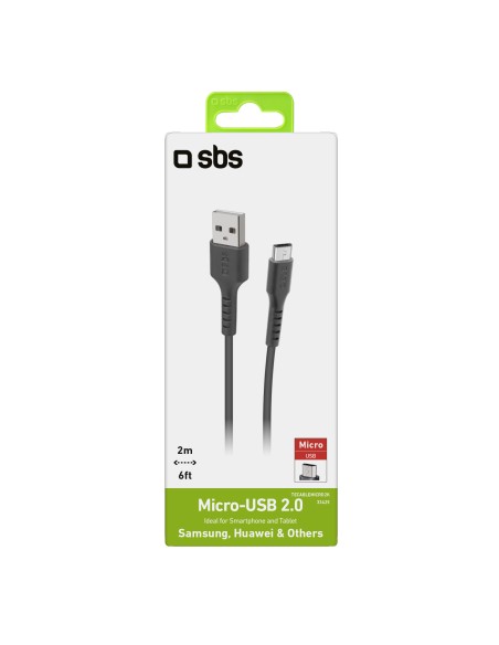 SBS TECABLEMICRO2K CAVO DATI E RICARICA USB MICRO USB 2.0 2 METRI NERO