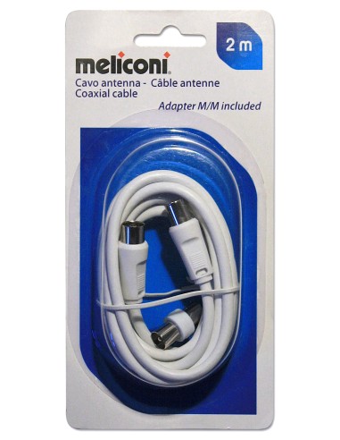 MELICONI ANT2M CAVO ANTENNA 2MT M/F CON ADATTATORE M/M BIANCO