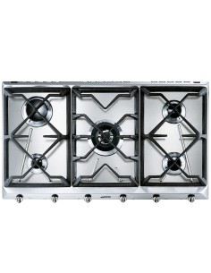 SMEG SRV596GH5 PIANO COTTURA 90CM  INOX 4F+1TC GRIGLIE GHISA COM.FR. 2
