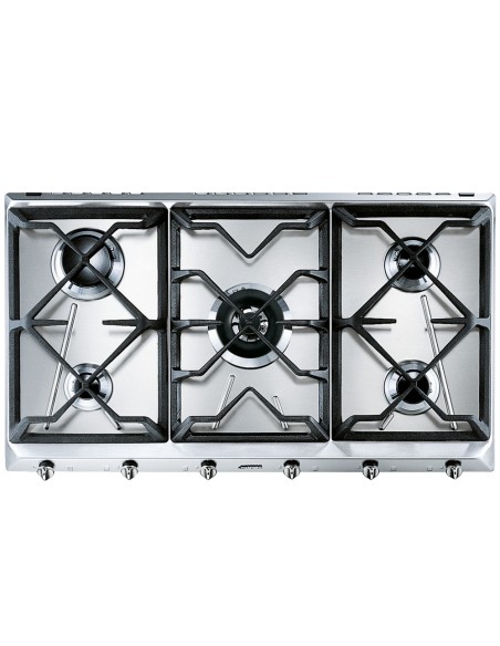 SMEG SRV596GH5 PIANO COTTURA 90CM  INOX 4F+1TC GRIGLIE GHISA COM.FR.