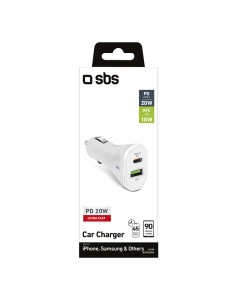 SBS TECRPD20W ALIM.AUTO USB-C+USB 20W+18W BIANCO 2