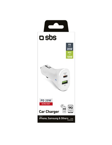 SBS TECRPD20W ALIM.AUTO USB-C+USB 20W+18W BIANCO