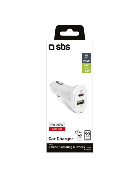 SBS TECRPD20W ALIM.AUTO USB-C+USB 20W+18W BIANCO