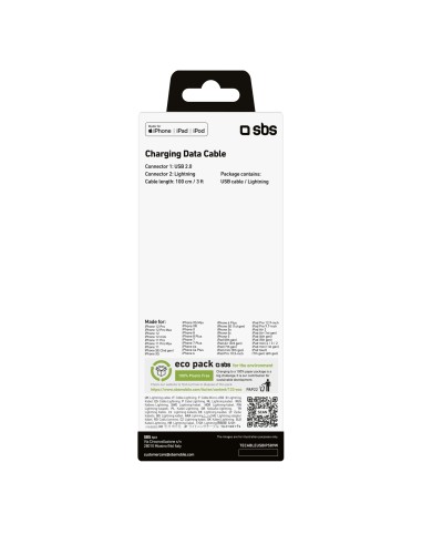 SBS TECABLEUSBIP589W CAVO 1M USB/LIGHTNING BIANCO