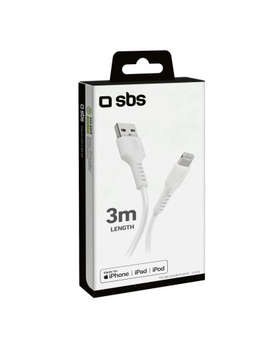 SBS TECABLEUSBIP5389W CAVO 3M USB/LIGHTNING BIANCO