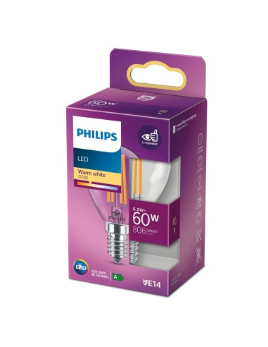 PHILIPS 762292 LED E14 6,5W/60W 2700K 806LM SFERA FILAMENTO