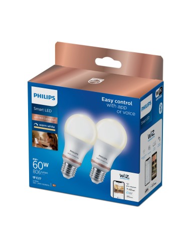 PHILIPS 372788 BIANCO X2 8W/60W E27 GOCCIA SMERIGLIATA DIMMER LAMP.CON
