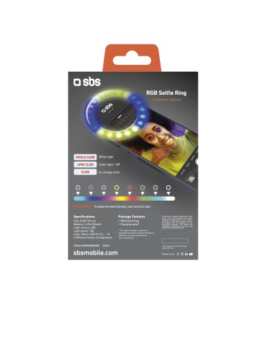 SBS TESELFIERINGRGBMINI SELFIE RING MINI RGB PER SMARTPHONE