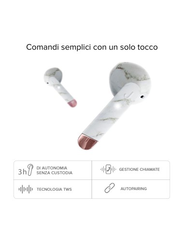 SBS TEJZEARHOOXBTMAR AURICOLARI TWS BASE 300MAH MARMO