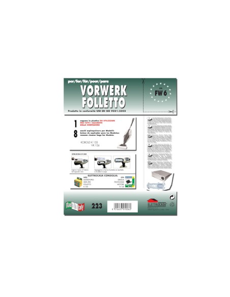 ELETTROCASA FW6 TNT CONF. 8 SACCHI VORWERK FOLLETTO