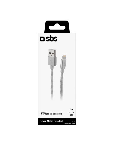 SBS TECABLEUSBIP589BS CAVO LIGHTNING/USB 1M CONNETTORE METALLICO SILVE