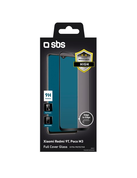 SBS TESCRFCXIPOM3K XIAOMI POCO M3/REDMI 9T VETRO TEMPERATO CON BORDO N