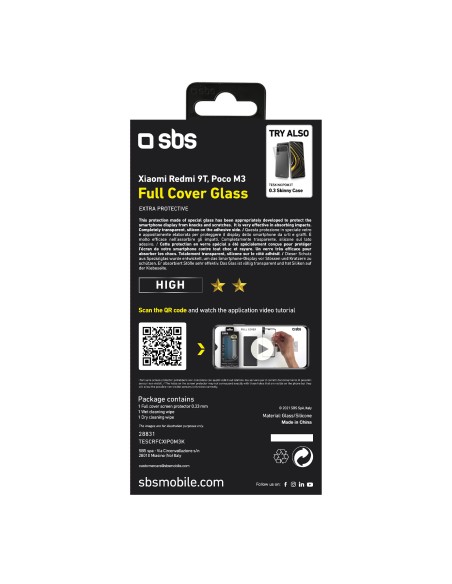 SBS TESCRFCXIPOM3K XIAOMI POCO M3/REDMI 9T VETRO TEMPERATO CON BORDO N