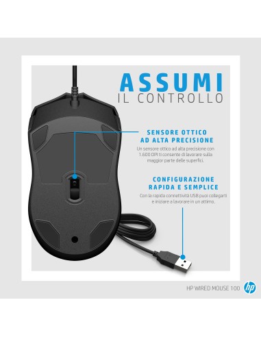 HP 100 WIRED MOUSE OTTICO